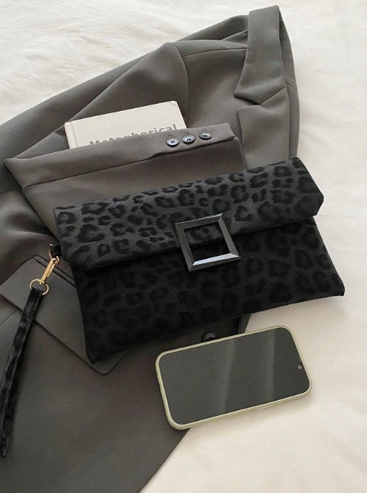 Shein Fashionable Leopard Print Small Square Bag Flap Cover Handbag>