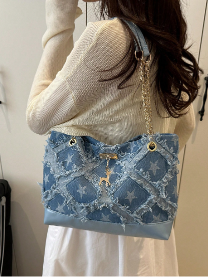 Shein Large Capacity Crocodile Embossed Women Shoulder Tote Bag >