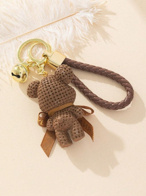 Shein 1pc Brown Creative Bell Bear Keychain >