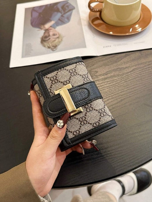 Shein Women's Tri-Fold Flap Closure Short Floral Print Multi-Card Holder Wallet -.