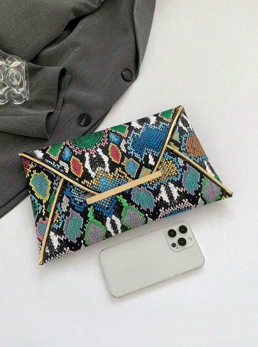 Shein 1pc Colorful PU Leather Floral Print Women's Envelope Clutch Wallet -.