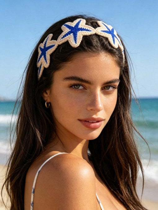Shein 1pc Bohemian Style Ocean Element Starfish Knitted Headband Elegant Hair Accessory >