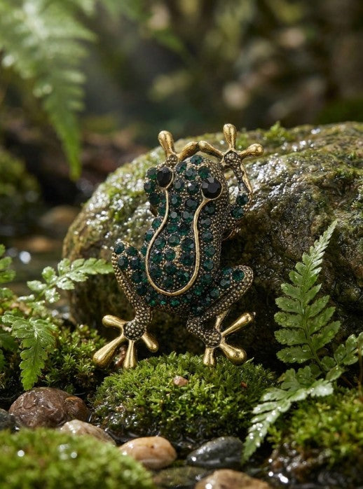 Shein Fashionable Rhinestone Frog Brooch Classic Animal Pin >
