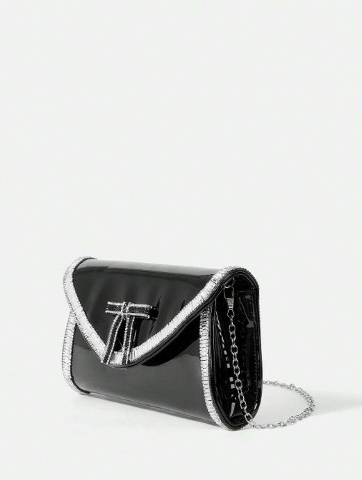 Shein Women's Hot Diamond Bow Decoration Clutch Bag -.