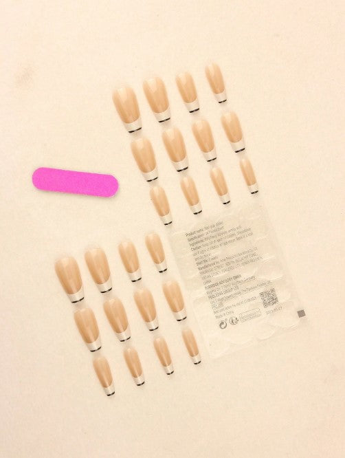 Shein 24pcs Minimalist Black & White Double French Tip Short Square Press-on Nails -.