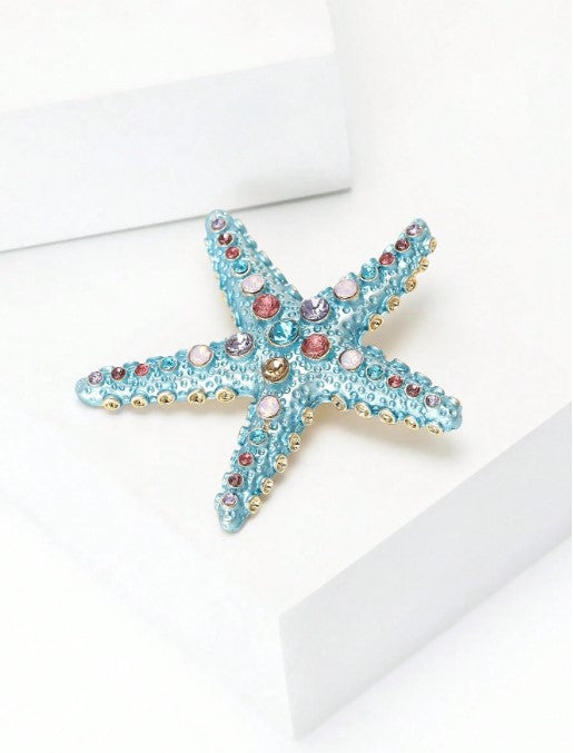 Shein Rhinestone Starfish Brooch>