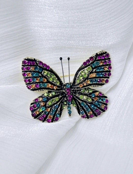 Shein Vintage Palace Style Rhinestone Inlaid Alloy Butterfly Brooch>