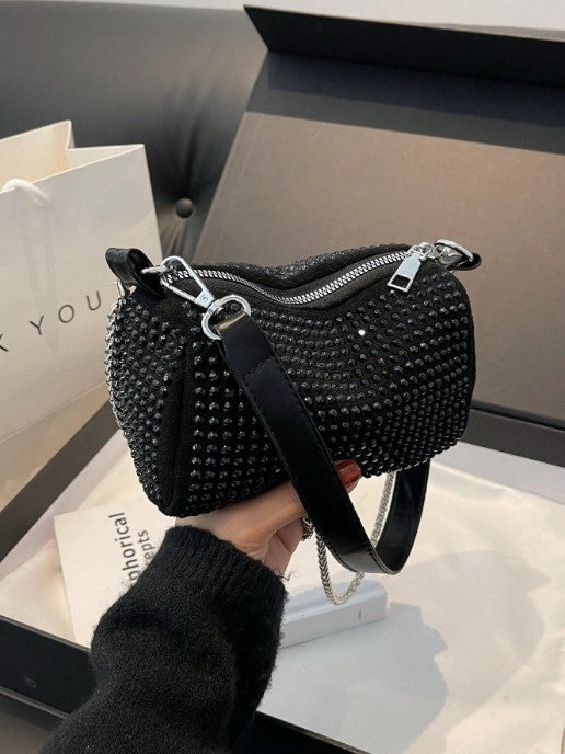 Shein Shiny Rhinestone Decor Fashion Chain Shoulder Handbag -.