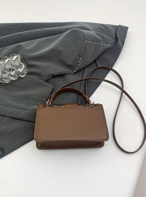 Shein Retro Fashion Leopard Print Small Square Hand Bag -.