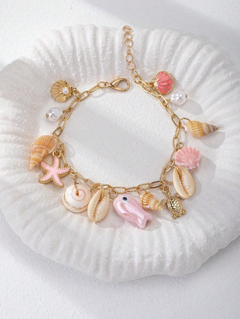 Shein Summer Ocean Life Theme Charm Bracelet>