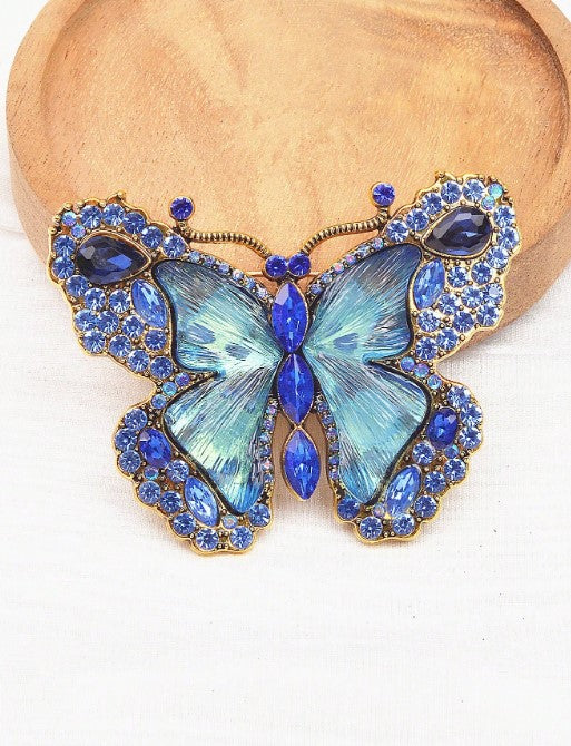Shein 1pc Retro Crystal Butterfly Brooch Suitable for Daily Wear >