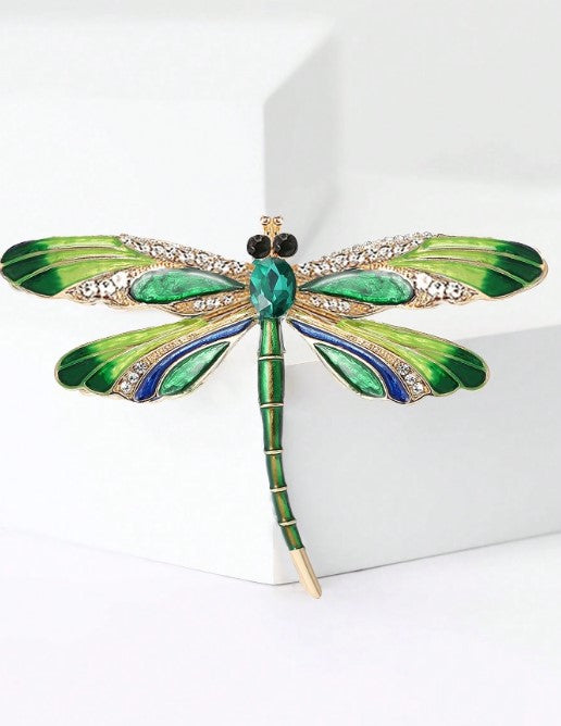 Shein 1/2pcs Insect Crystal Enamel Dragonfly Brooch Vintage>