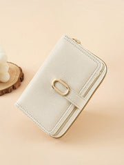 Shein Stylish Zipper Wallet Clutch Pouch With Gold Buckle Strap -.