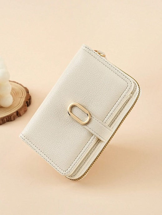 Shein Stylish Zipper Wallet Clutch Pouch With Gold Buckle Strap -.