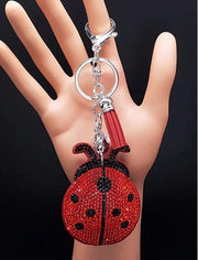 Shein Sparkling Crystal Ladybug Keychain With Red Tassel >