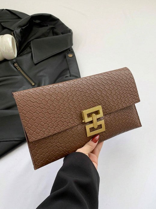 Shein New Design Mini Envelope Bag Crocodile Pattern Vintage Clutch>