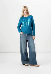 GAP Logo Doorbuster Crew Sweatshirt - deep water teal, M -.
