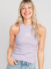 Old Navy Logo Graphic Rib-Knit Cropped Tank Top for Women, M  +