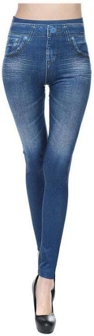 Women's High Waist Denim Print Stretch Leggings