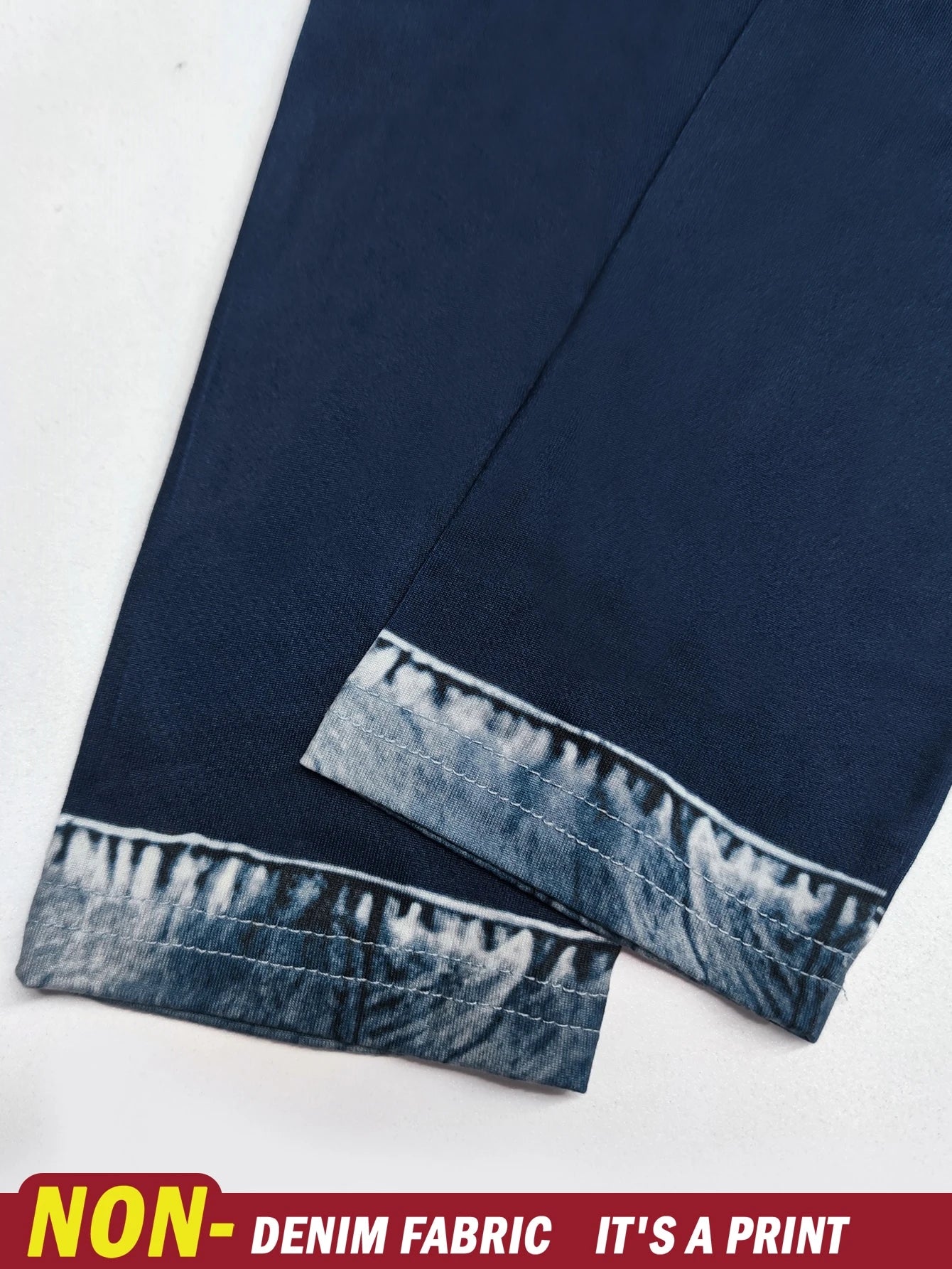 Women's Casual Denim-Effect Patch Print Long Sleeve T-Shirt