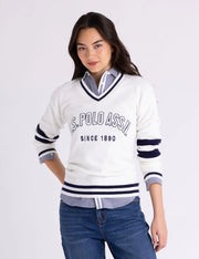 U.S. Polo V-Neck Varsity Stripe Sweater -.
