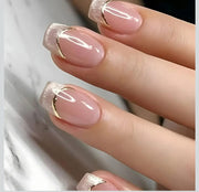 Shein Ombre Pink Press On Glitter Cat Eye French Fake Nails Press ons Nail>