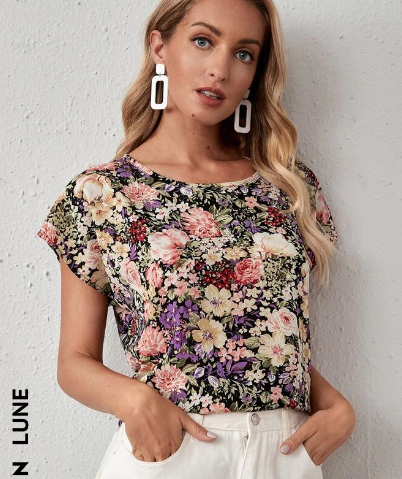 Shein Floral Print Top, S */