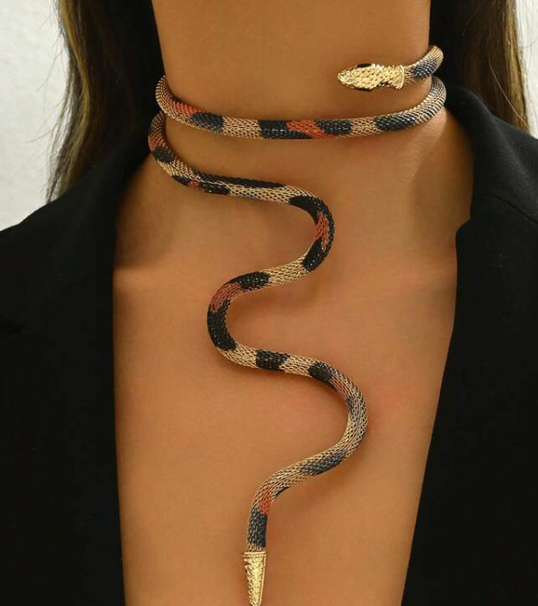 Shein 1pc Fashionable Exaggerated Adjustable Faux Snakeskin >