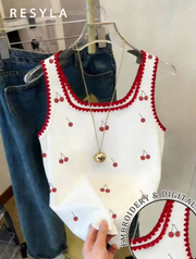 Shein Resyla Women's Casual Versatile Cherry Print Camisole. XL >