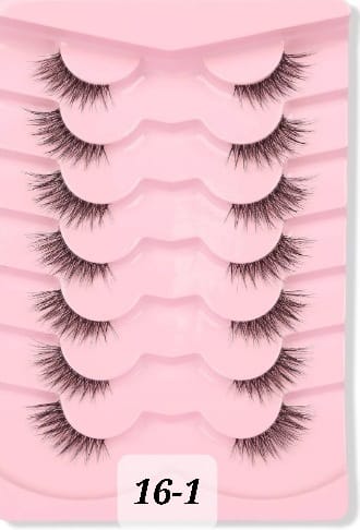 Shein 7pairs/Set Cat Eye Crossed Transparent Stem Short Natural False Eyelashes /