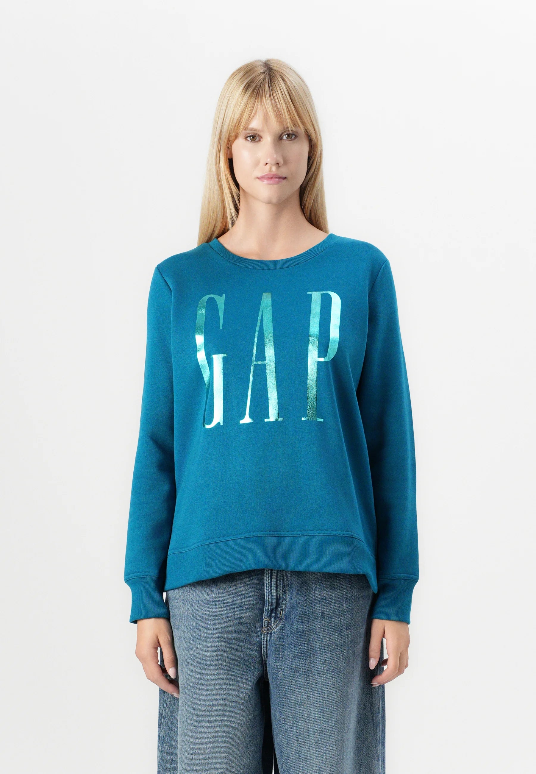 GAP Logo Doorbuster Crew Sweatshirt - deep water teal, M -.