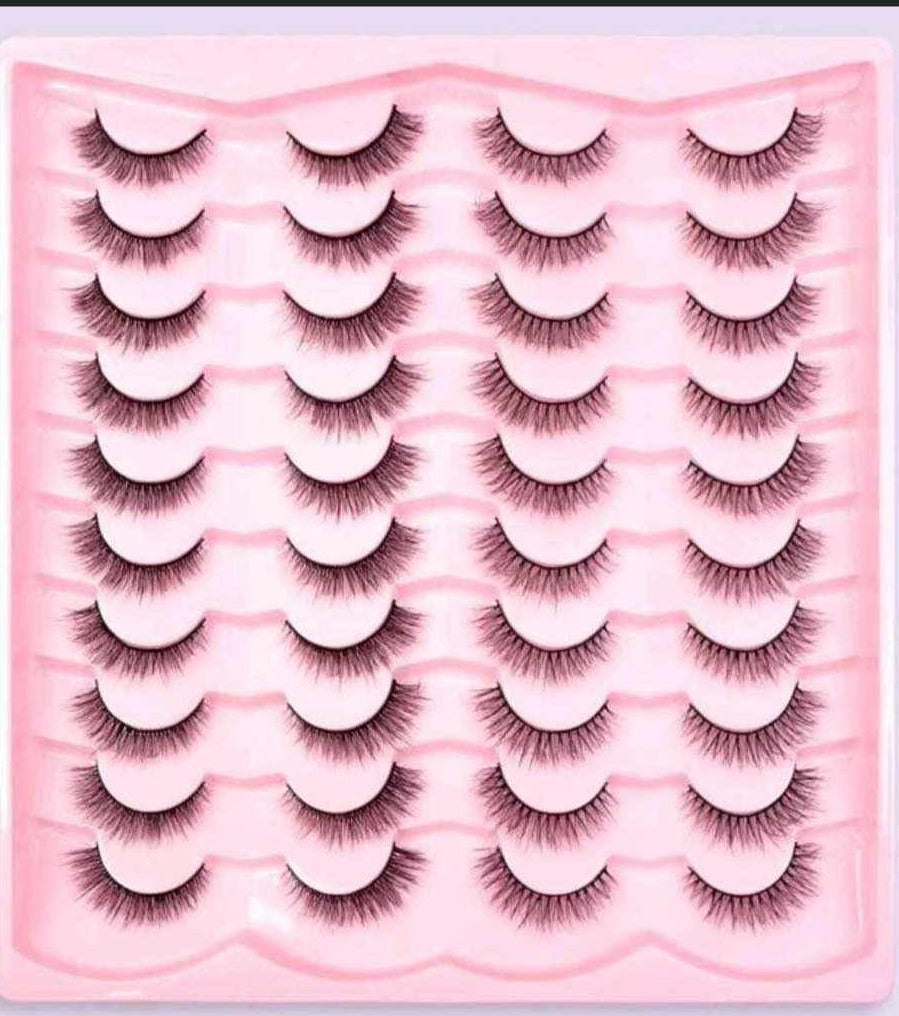 Shein 20 Pairs Natural Long False Eyelashes Dramatic Fluffy 3D Mink Lashes Wispy Wholesale Eye Lashes N44-3 +