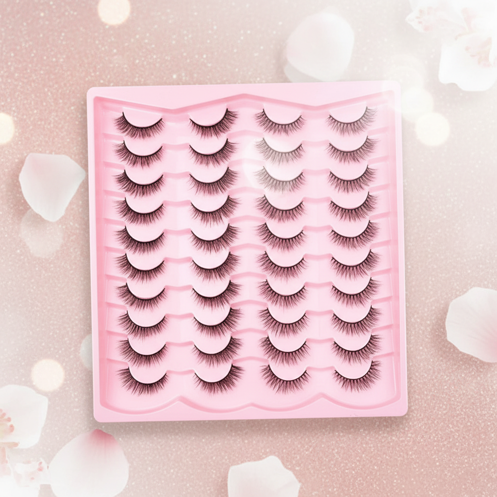 Shein 20 Pairs Natural Long False Eyelashes Dramatic Fluffy 3D Mink Lashes Wispy Wholesale Eye Lashes N44-3 +