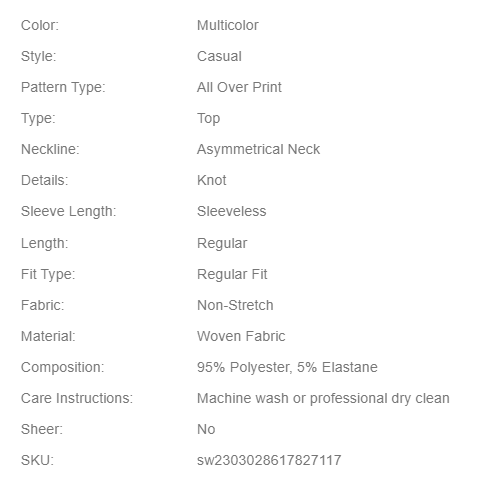 Shein Allover Print One Shoulder Knot Side Blouse, S -.