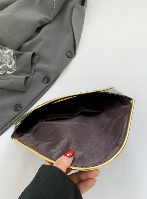 Shein 1pc Colorful PU Leather Floral Print Women's Envelope Clutch Wallet -.