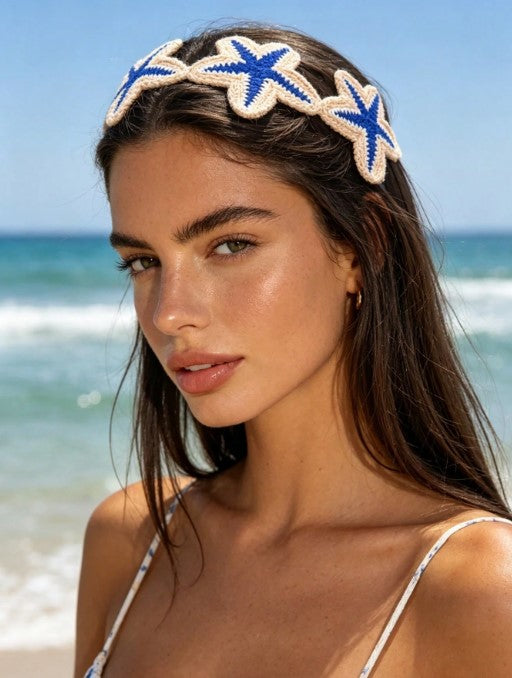 Shein 1pc Bohemian Style Ocean Element Starfish Knitted Headband Elegant Hair Accessory >
