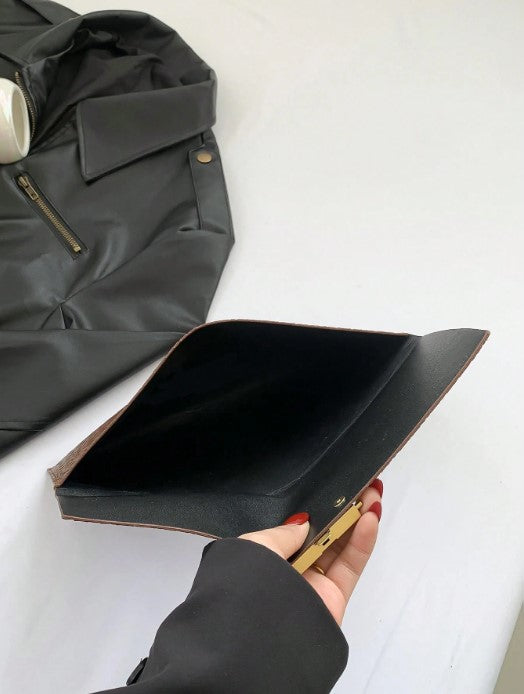 Shein New Design Mini Envelope Bag Crocodile Pattern Vintage Clutch>