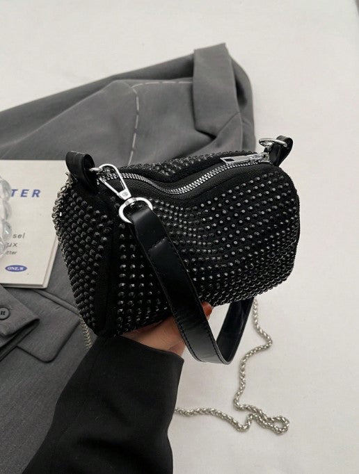 Shein Shiny Rhinestone Decor Fashion Chain Shoulder Handbag -.