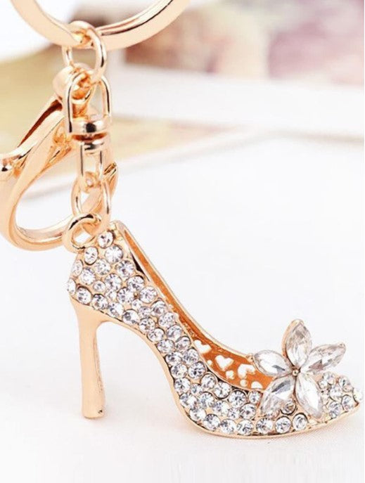 Shein 1pc Rhinestone Embedded High Heel Shoe Lovely Keychain -.