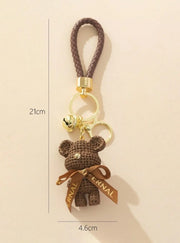 Shein 1pc Brown Creative Bell Bear Keychain >