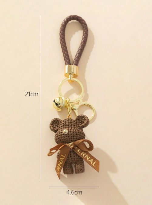 Shein 1pc Brown Creative Bell Bear Keychain >