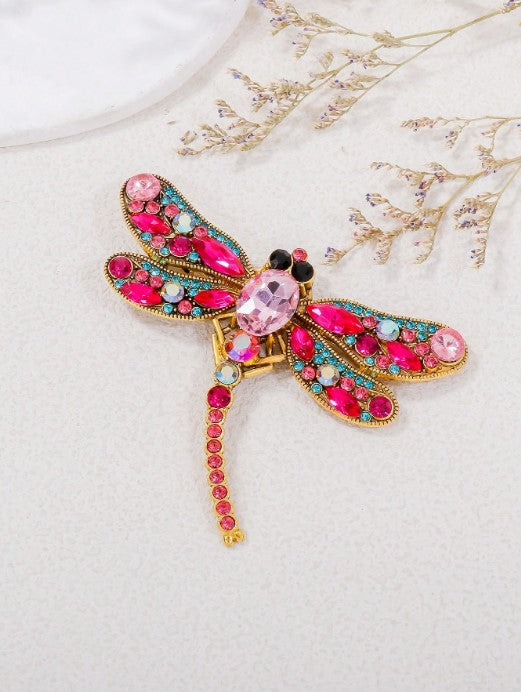 Shein Juran 1pc Elegant Purple Rhinestone Dragonfly Brooch>