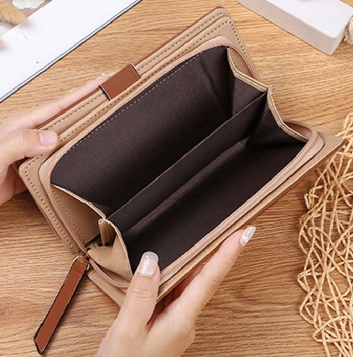 Shein Hollow Leaf Design Long Wallet with Zipper Card Holder and Wrist Strap -.