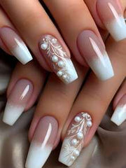 Shein 24pcs Long Coffin-Shaped Reusable Acrylic Fake Nails>
