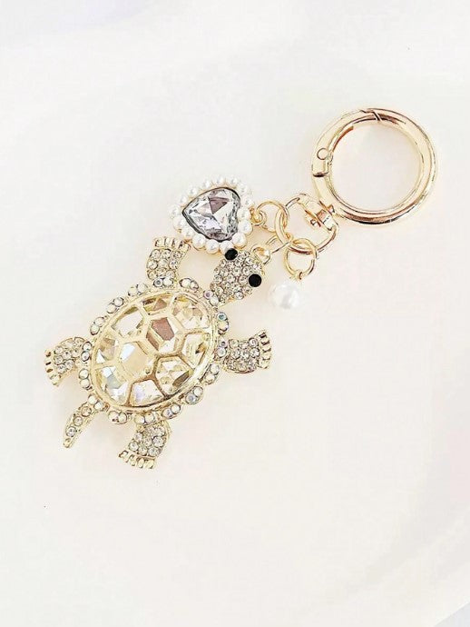 Shein Creative Creative Rhinestone Ocean Turtle Keychain >
