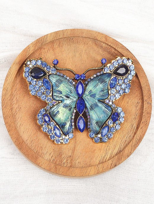 Shein 1pc Retro Crystal Butterfly Brooch Suitable for Daily Wear >