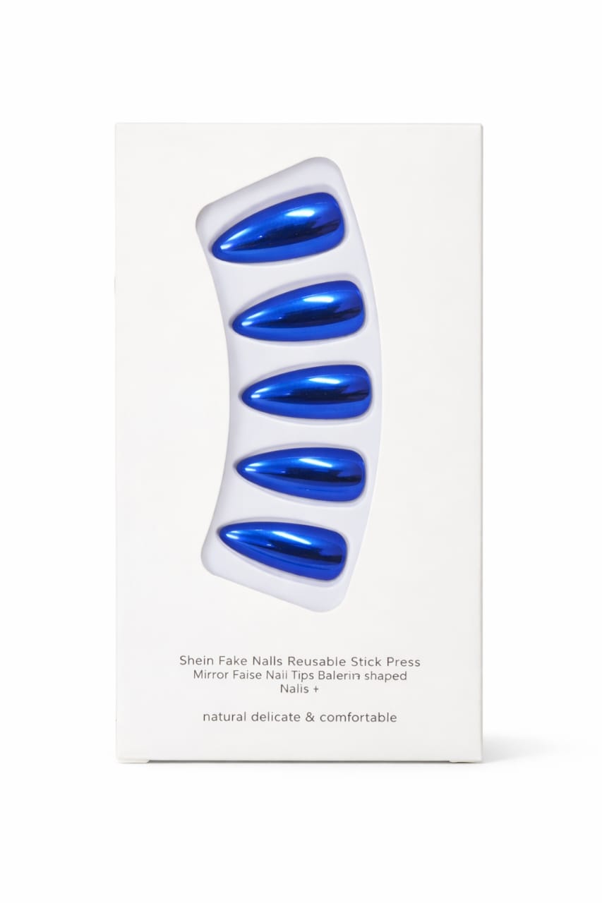 Shein Fake Nails Reusable Stick Press Mirror False Nail Tips Ballerina Long Nails +