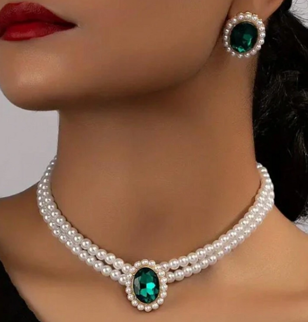 Shein 1pair Earrings & 1pc Necklace Vintage Elegant Style +