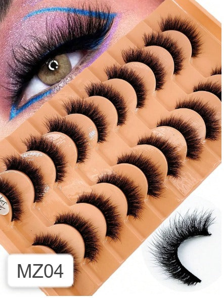 Shein HBZGTLAD 10 Pairs Soft, Fluffy And Natural Long 3D Faux Mink Eyelashes, MZ04 -.