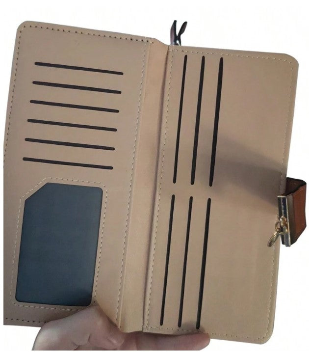 Shein Hollow Leaf Design Long Wallet with Zipper Card Holder and Wrist Strap -.